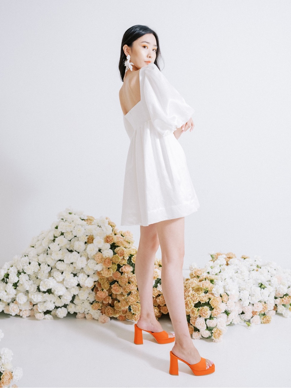 Leeza Mini Dress sample in hemp silk